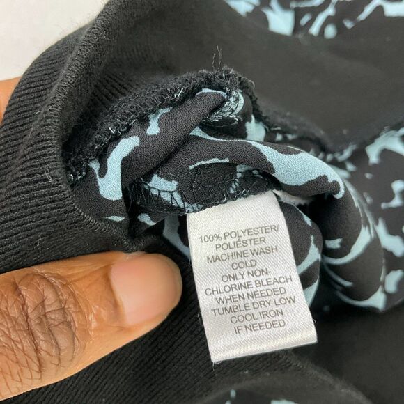 LOFT Womens Animal Print Blouse Blue Black Scoop Neck Pullover Top Long Sleeve S - Picture 9 of 12